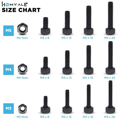 Alloy Steel Black Screw and Nuts with Hex Socket head Cap Screws Assortment Set Kit