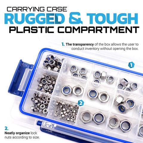 304 Stainless Steel Nylon Insert Lock Nut Assortment Set