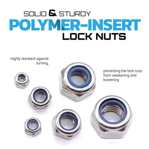 304 Stainless Steel Nylon Insert Lock Nut Assortment Set