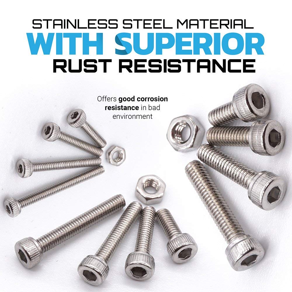 304 Stainless Steel Screw and Nut Assortment Set Kit Hex