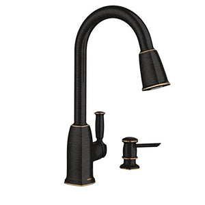Moen 87022BRB One-Handle High Arc Pulldown Kitchen Faucet, Mediterranean Bronze
