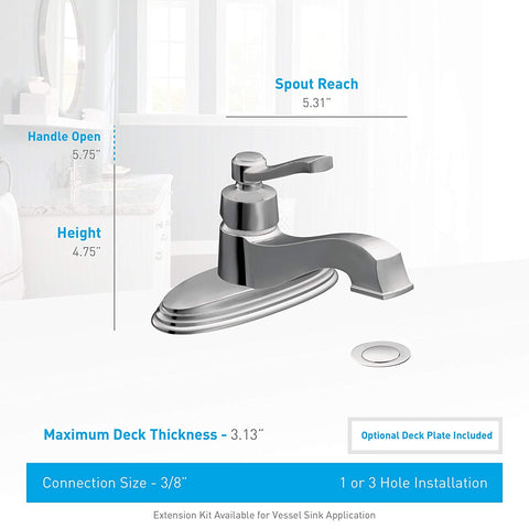 Moen S6202BN Rothbury One-Handle Low Arc Bathroom Faucet, Brushed Nickel