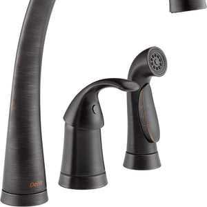Delta 4380-RB-DST Pilar Single-Handle Widespread Kitchen Faucet with Matching Side Sprayer, Venetian Bronze