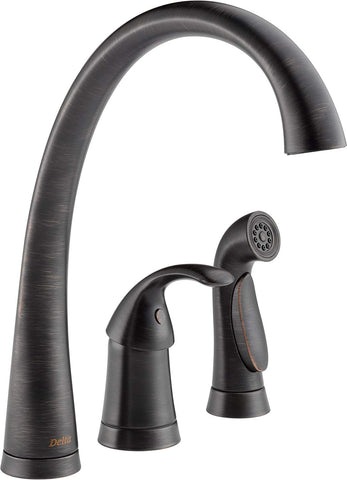 Delta 4380-RB-DST Pilar Single-Handle Widespread Kitchen Faucet with Matching Side Sprayer, Venetian Bronze